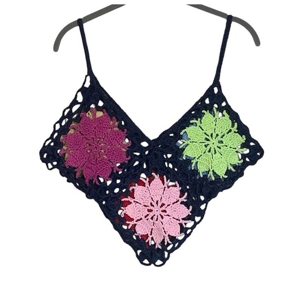 Crochet Swim Coverup Top Handmade Women’s Size L/XL Multicolor Reversible Beach - Picture 7 of 7